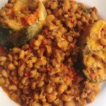 Porridge beans with roasted fish.