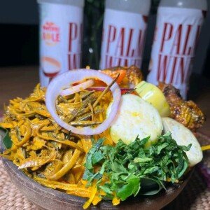 Abacha and grilled fish